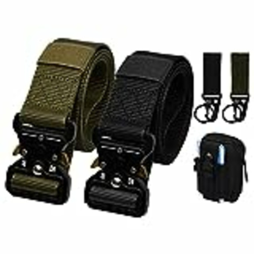 Vendo Colexy Cinturon Tactico para Hombres, 2 Piezas 3.8cm Cinturón Resistente de Alto Rendimiento, Cinturon Tactico Militar con Hebilla de Metal de Liberación Rápida, con Bolsa Táctica y Gancho