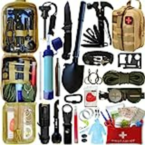 Vendo BIRKOSCH | Kit de Supervivencia Ultra Completo + Botiquín de Primeros Auxilios | Paja de Filtro - Mini Pala Plegable - Brújula - Pinzas multifuncionales - Herramientas y Accesorios Militares