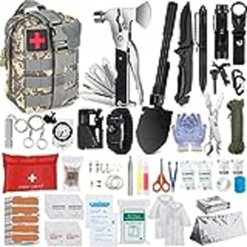 Vendo kit de Supervivencia Militar Profesional y Botiquín de Primeros Auxilios, 105Pcs Multifuncional Bolsa de Supervivencia de Emergencia para Aventuras al Aire Libre, camping, Senderismo, Caza, Pesca,Camo