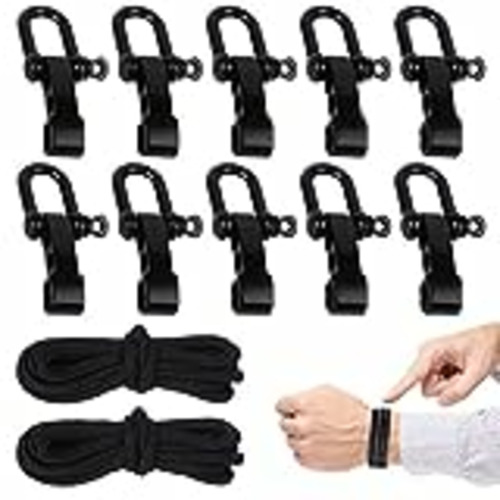 Vendo Ledoo Kit de Pulsera de Supervivencia de Paracord 2 Piezas Kit de Supervivencia de Emergencia, Pulsera de Paracord con 10 Hebillas de Supervivencia de Paracord en Forma de U (Negro)