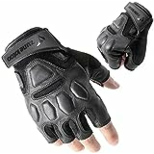 Vendo Zune Lotoo Guantes Moto Verano Cuero, Guantes Tacticos Militar sin Dedos para Hombres y Mujeres, Guantes Airsoft Tacticos de Medio Dedo Transpirables y Amortiguadores para Paintbal Airsoft Moto(L)