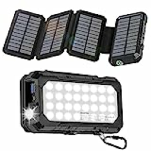 Vendo Solar Powerbank 26800mAh, Cargador Solar con 4 Paneles Plegables y luz de Camping, 18W USB-C de Carga rápida, Impermeable al Aire Libre powerbank Solar para teléfono móvil