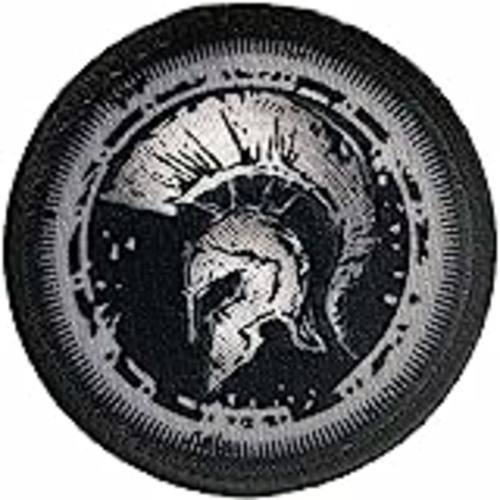 Vendo Escudo Espartano 100% Bordado - Parche Ropa - Parches Militares - Parches para tela - Parches para Jeans - Dimensiones 75x75 mm (Negro)