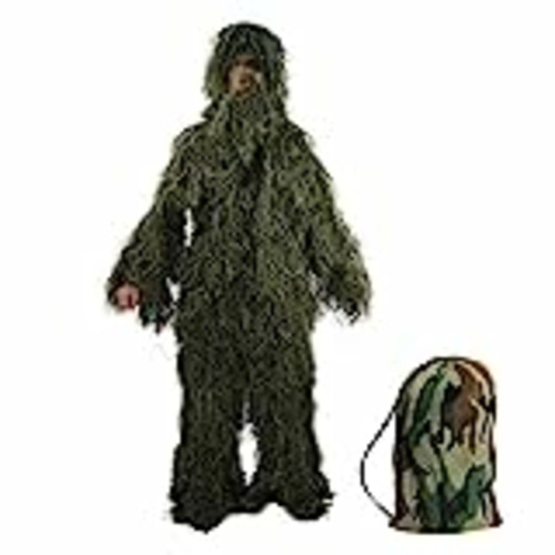 Vendo Latinaric- Traje de camuflaje para cazar con hojas en 3D que incluye un pantalón, una chaqueta, una capucha, una funda de pistola y una bolsa para guardar (5 piezas), camuflaje (jungle), talla única