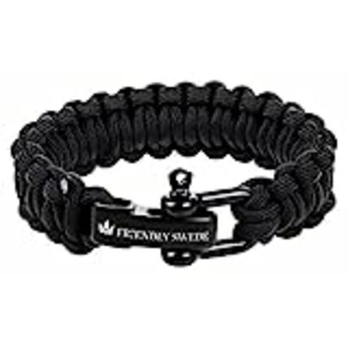 Vendo The Friendly Swede - Pulsera de Supervivencia, Cuerda de paracaídas, Cierre de Acero Inoxidable en D, Ajustable (Negro+Negro, M)