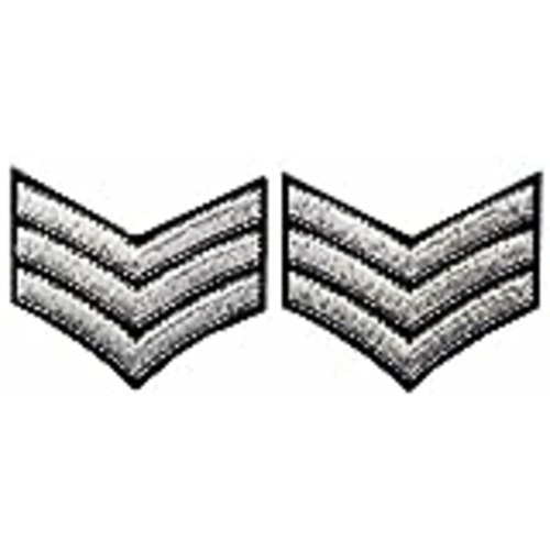 Vendo Uniforme militar Chevrones Sargento Rayas Ejército Broche Bordado de Gancho y Parche de Gancho y bucle de cierre, Gancho y bucle plateado, 2 piezas