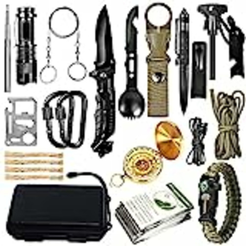 Vendo Kit de Supervivencia, Kit de Supervivencia 18 en 1 es la Mejor Herramienta de Supervivencia para los supervivientes Salvajes e Ideal para Las Aventuras de Acampada al Aire Libre