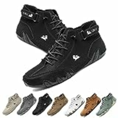 Vendo Botas altas de velcro de gamuza hechas a mano italianas, zapatos Beck impermeables for hombres, zapatillas informales de cuero, zapatos Beck transpirables antideslizantes for hombres (Color : Black,