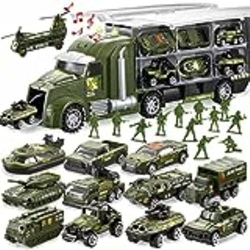 Vendo JOYIN Juego de Juguetes de vehículos Militares de 14 en 1 con Soldado, Mini Juguete de Coche de Batalla en camión Portador con Luces y Sonidos, Regalos de cumpleaños para niños Mayores de 3 años